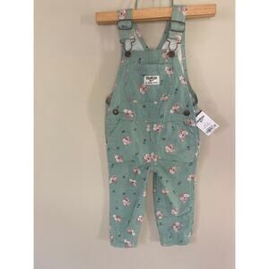 NWT Oshkosh B’Gosh Girls Vestbak Floral Overalls Green 12m